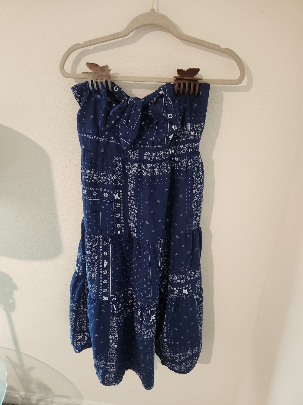 Universal Thread Navy Bandana-Print Strapless Dress